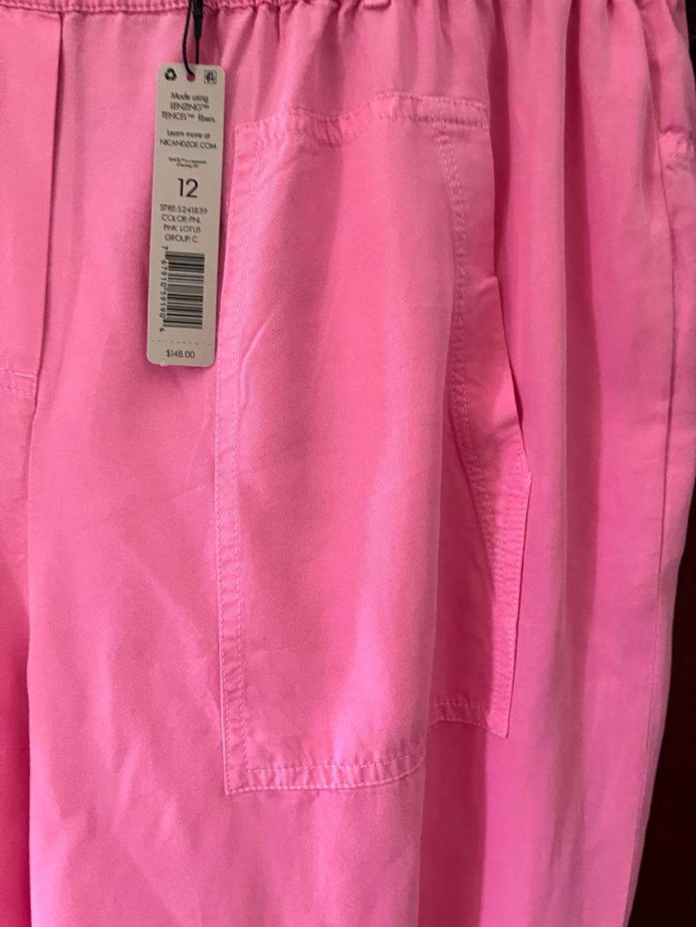 NWT- Nic + Zoe Pink Wide-Leg Pull-On Pants - Picture 3 of 5